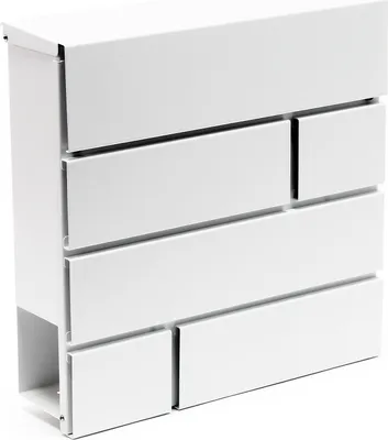 Image de Wiltec Boîte aux lettres murale ou sur pied design & Porte-journaux V15, Verrouillable, Blanche, Acier galvanisé, 370 x 105 x 370 mm, Fente et clapet
