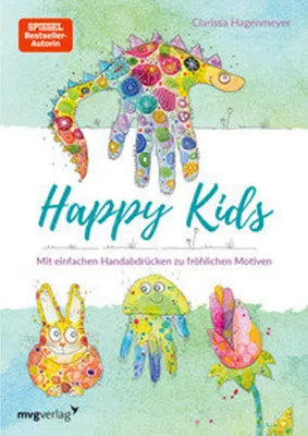 Obrázok produktu pre Malbuch für Kinder Happy Kids: Motive aus Kinderhand-Umrissen, 4-Schritte-Technik