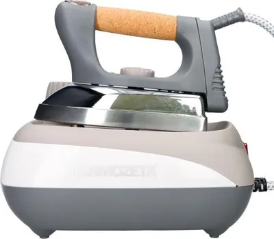 A side view of a steam iron on a white background.