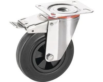 Produktbild von Tarrox Lenkrolle V2A 80x30 mm mit Vollgummireifen bis 40 kg, Plattengröße 100x85 mm