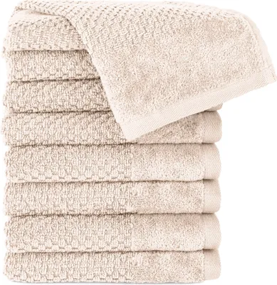 Produktbild von Pure Label 8-TLG Gästehandtücher 30x50 cm mit Aufhängeschlaufe aus 100% Baumwolle, saugstark und weich | 8 Gästehandtücher Creme, 30x50cm