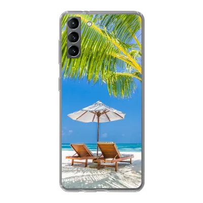 Produktbild von MuchoWow® Handyhülle Schutzhülle Hülle für Samsung Galaxy S21 Plus Palme - Strandkorb - Sonnenschirm Silikon Softcase Handy Hülle - Handy-Tasche