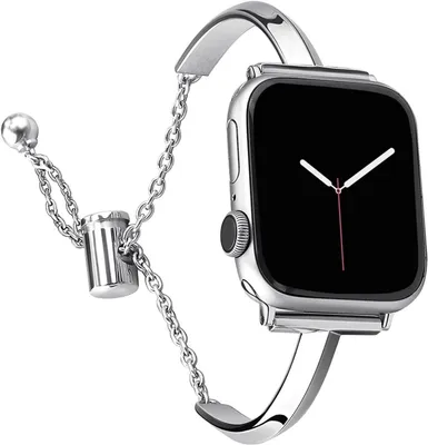 Produktbild von FFO2World dünnes Metallarmband für Apple Watch 38–42 mm (Serie 1–11, SE) – Elegantes Schmuckarmband mit Kettenverschluss, Silber