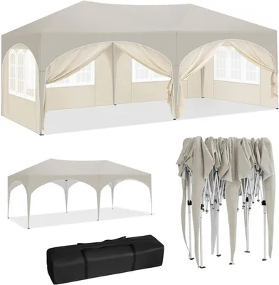 Obrázek produktu pro Zahradní pavilón – párty stan – stan pro zahradní párty – stan – venkovní stan – pavilón – s 6 odnímatelnými bočními stěnami