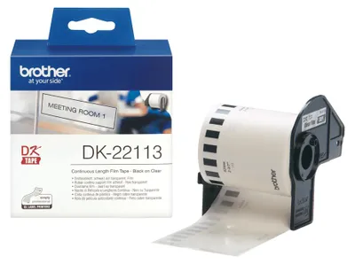 Produktbild von Brother DK-22113 Etiketten erstellendes Band Schwarz auf transparent