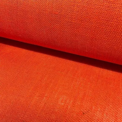 Image de Tissu artisanal en jute pour la décoration et l'ameublement - 100 % teint - 99 cm de large - Orange
