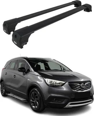 Image de Barres De Toit Transversales pour Opel Crossland X 2017-2022 SUV Alu Noir ABE