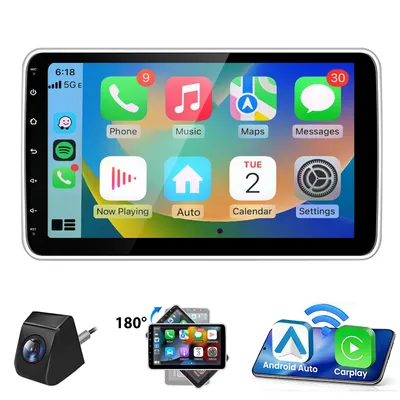 Immagine prodotto di Autoradio Android 15 da 10,1 pollici, compatibile con Carplay e Android Auto, con GPS, Wi-Fi, Bluetooth, RDS e DSP, memoria 4+64GB