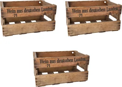Produktbild von 3 Stück Weinkiste Holz Weinkistenregal Obstkiste Wohnung Laden Deko Wein Kiste