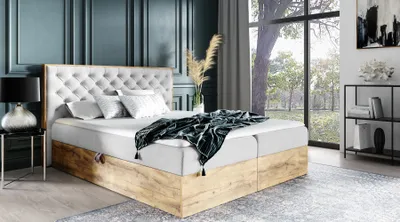 Obrázek produktu pro Boxspringová postel CHANTELLE 3 - 160x200, světle šedá 1 + topper