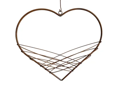 Produktbild von Edelrost Herz Blumenampel, 58x58 cm, Vintage Metallherz Hängekorb, Gartendeko