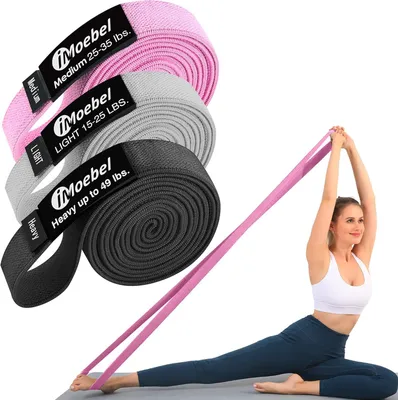 Produktbild von Fitnessbänder Set von 3, Lange Antirutsch Widerstandsbänder, für Krafttraining, 3 Widerstandsniveaus