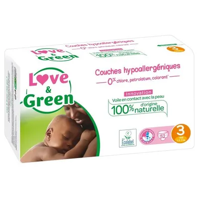 Produktbild von Love & Green Baby-Windeln Babywindeln Größe 3 (4–9 kg) 208 Stück Monatsbox