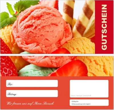 Produktbild von 200 Stück Premium First Class Geschenkgutscheine (Eis-680) - Ein schönes Produkt für Ihre Kunden Gutscheine Gutscheinkarten für Bereiche wie Einzelhandel, Restaurant, Eiscafe, Eisdiele Gastronomie und vieles mehr