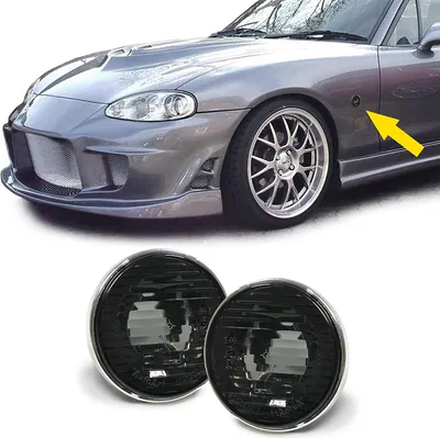 Produktbild von Klarglas Seitenblinker Schwarz mit Chromrand für Mazda MX5 NA NB NBFL 90-05