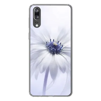 Produktbild von MuchoWow® Handyhülle Schutzhülle Hülle für Huawei P20 Blume - Abstrakt - Weiß Silikon Softcase Handy Hülle - Hardcover
