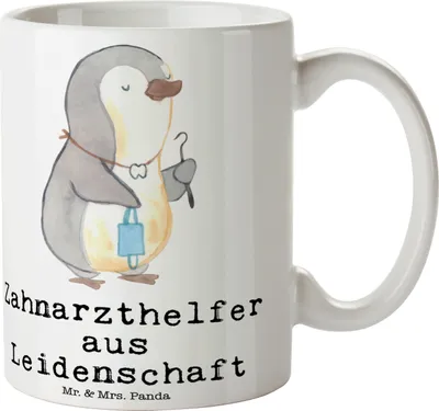 Produktbild von Mr. & Mrs. Panda Teetasse Zahnarzthelfer Leidenschaft - Weiß - Geschenk, Kaffeetasse, Kaffeebecher, hochwertige tasse, Pott, Geschenktasse