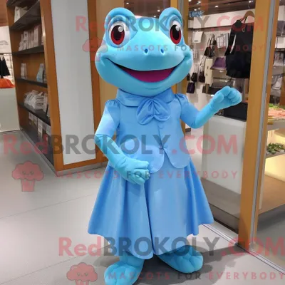 Produktbild von Maskottchenkostüm REDBROKOLY Himmelblauer Frosch mit A-Linien-Rock und Clutch