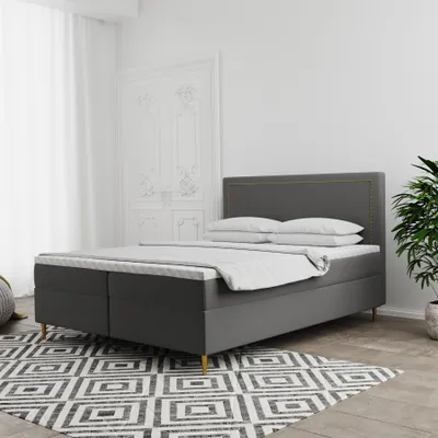 Produktbild von Boxspringbett Schlafzimmerbett LUCIEN 120x200cm in Stoff Soro Grau