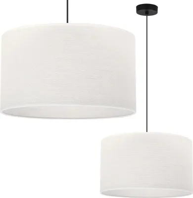 Immagine prodotto di Lampada a sospensione in juta nera 1 paralume piatto bianco 40 cm E27