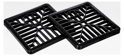 Produktbild von Kunststoff-Rinnen-Gitter, 150 mm (15,2 cm), quadratisch, schwarz, 2 Stück