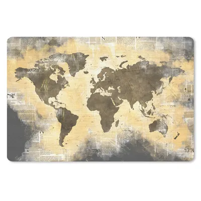 Produktbild von MuchoWow® Mauspad Mousepad Weltkarte - Gold - Zeitung 27x18 cm - Mousepads - Maus Mat - Pad - Mausunterlage - Büroartikel - Desk Matten