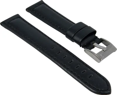 Produktbild von Uhrenarmband Kalbleder schwarz Breitdornschließe Minott 27857, Stegbreite:18mm, Schließe:Silbern