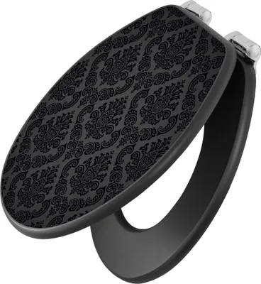 Produktbild von banjado Design WC Sitz Anthrazit mit Absenkautomatik MDF 46,5x38x5,2cm - Black Deluxe - Toilettendeckel/Toilettensitz MDF - hochwertiger MDF Klodeckel/WC-Sitz mit Universal Scharnieren für alle gängigen Toiletten [TDA 10199]