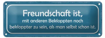 Produktbild von Blechschild Spruch 27x10cm Freundschaft noch bekloppter Dekoration