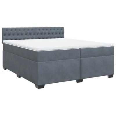 Produktbild von Boxspringbett mit Matratze Dunkelgrau 200x200 cm Samt