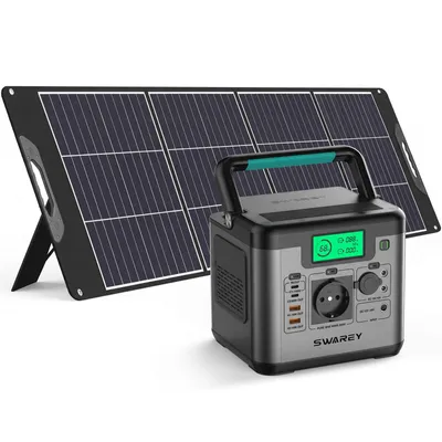 Obrázek produktu pro SWAREY 550 W (špičkový výkon 1100 W) přenosná powerbanka se solárním panelem 200 W, solární úložiště 555 Wh, powerbanka, solární generátor, nabíječky, zdroj energie, powerbanka