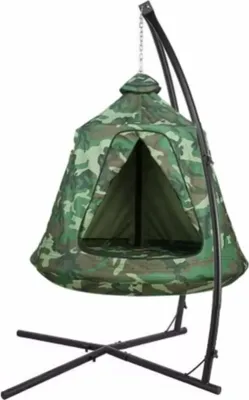 Produktbild von Egg Hängesessel Fioren – Für Kinder – Hängematte mit X-Ständer – Baumzelt – Indoor & Outdoor – Metallgestell – Camouflage