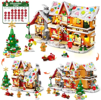 Productafbeelding van Adventskalender 2026 3-in-1 peperkoekhuis mini-bouwstenen met