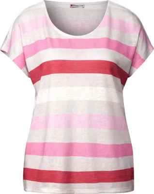 Produktbild von Street One Rundhalsshirt 'Gestreiftes T-Shirt', A322702, glory red, Gr. 40