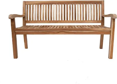 A wooden garden bench on a white background.