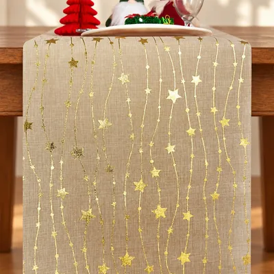 Tafelloper goldene Sterne 28 cm x 5 m Weihnachtsdeko