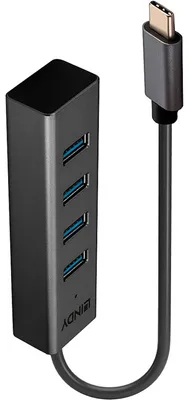 Zdjęcie produktu dla Lindy 43325, USB 3.2 Gen 1 (3.1 Gen 1) Type-C, USB 3.2 Gen 1 (3.1 Gen 1) Type-A, 5000 Mbit/s, Szary, Aluminium, Plastik, 0,3 m