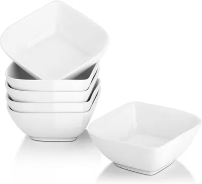 Image de Moules à pâtisserie DOWAN avec poignées, set de 6 (237ml) - Résistant au four, blanc porcelaine - Pour crèmes brûlées, soufflés, desserts & sauces
