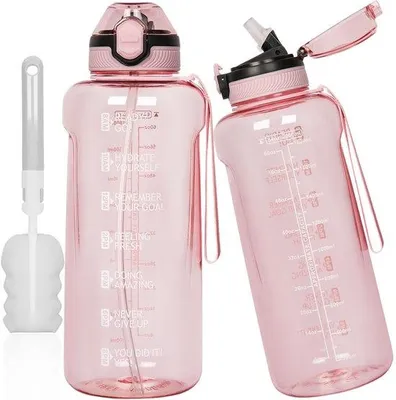 Productafbeelding van 2 L Tritan Drinkfles met Tijdmarkering en Rietje