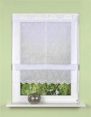 Produktbild von Home Wohnideen Schlaufenrollo Voile Lochstickerei 1 teilig 140 x 120 cm Weiss