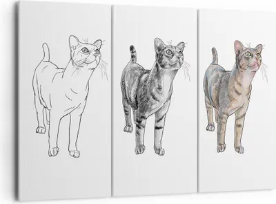 Produktbild von Bild auf Leinwand - Leinwandbild - Katzen Tiere Kinder Illustration - 165x110cm - Wand Bild - Wanddeko - Leinwanddruck - Bilder - Kunstdruck - Leinwand bilder - Wandkunst - CE165x110-3211