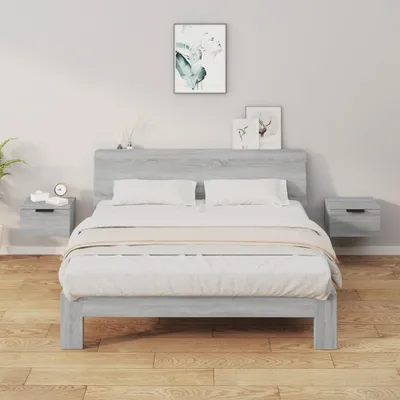Produktbild von The Living Store Wand-Nachttische 2 Stk. Grau Sonoma 34x30x20 cm