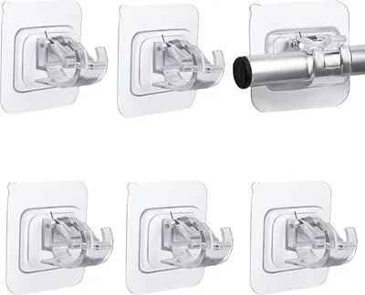 Produktbild von 6 Stück Selbstklebende Gardinenstangen, Wand Halterungen Handtuch Befestigung Stangen Halter Vorhänge Haken