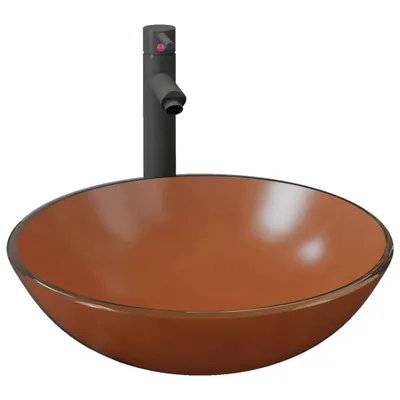 Immagine prodotto di Lavabo da bagno vidaXL con rubinetto e gruppo di scarico, marrone