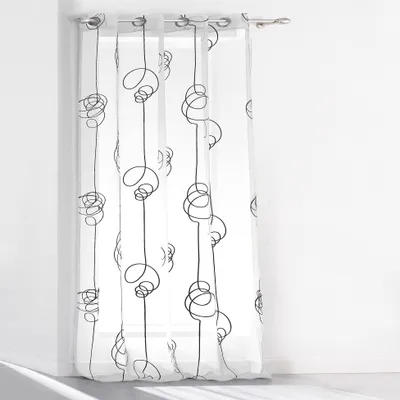 Verdunkelnder Vorhang mit Ösen, 140 x 240 cm, weiß/schwarz