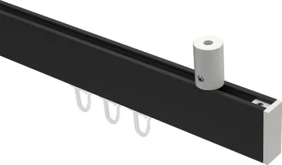 Produktbild von Interdeco Innenlaufstange / Gardinenstange mit Innenlauf Schwarz / Weiß, Typ Sonius Paxo (Kappe) Deckenmontage, 14x35 mm 1-läufig, 180 cm