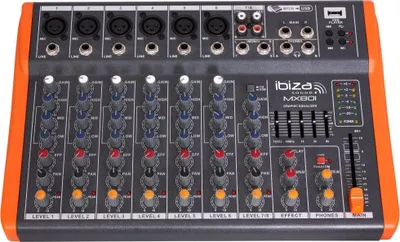 Produktbild von IBIZA MX801 KOMPAKTES 8 Kanal Mischpult USB