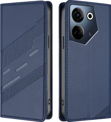 Produktbild von Hülle für Tecno Camon 20 4G/Camon 20 Pro 4G, Kunstleder Brieftaschen Handyhülle mit Kartenfach und Standfunktion Blau