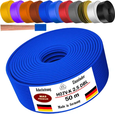 Produktbild von 50m Aderleitung H07 V-K DBL 1x2,5 mm² Dunkelblau Einzelader flexibel