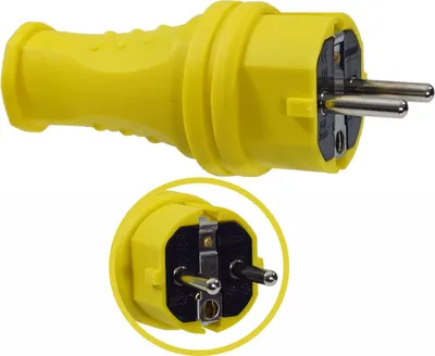 Produktbild von Schukostecker 16A 230V Gummistecker Schuko Schutzkontakt IP44 gelb